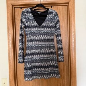Express Women's Long Sleeve Patterned Dress